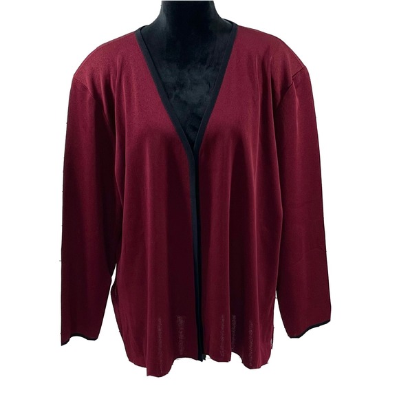 Misook Sweaters - Exclusively Misook Women's Open Knit Cardigan Burgundy Petite Plus Size 3P NWT